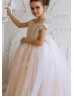 Cap Sleeves Lace Tulle Flower Girl Dress With Train Cap Sleeves Lace Tulle Flower Girl Dress With Train